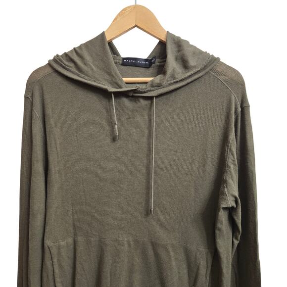 Ralph Lauren Black Label Mens Preppy Timeless Casual Waffle Knit Green Hoodie M - Picture 2 of 12